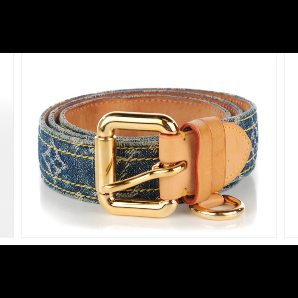 Louis Vuitton Ceinture Buckle Belt Monogram Denim